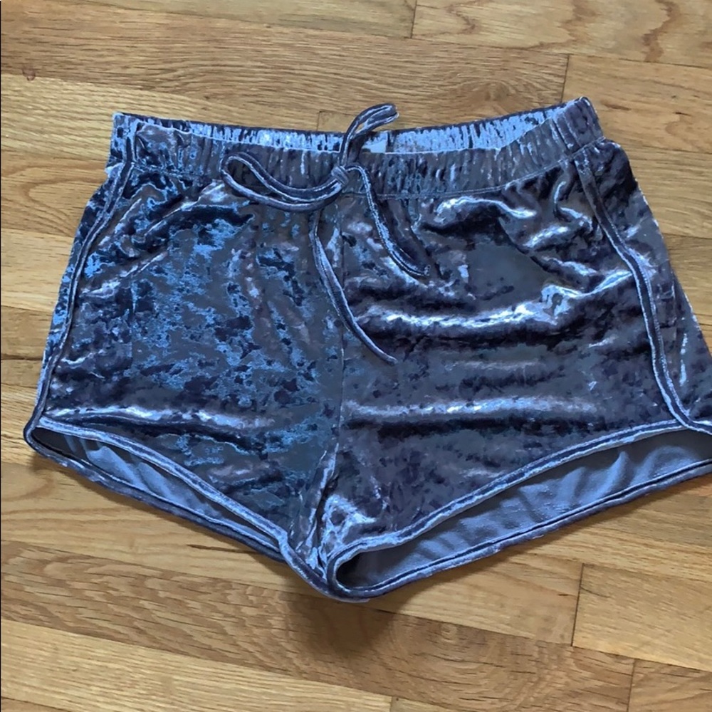 Me to We Dark Grey Crushed Velvet Shorts